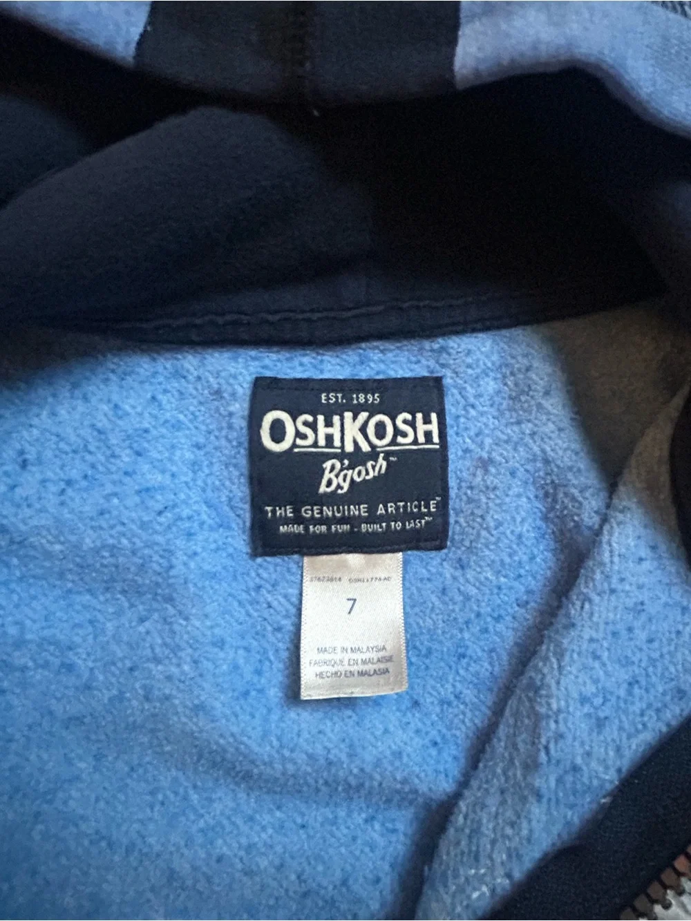 OshKosh B'gosh Light Blue & Black Lined Hoodie